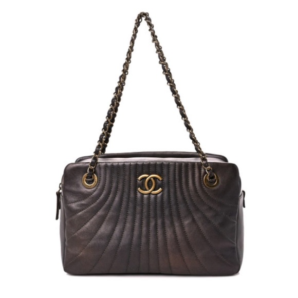💯Authentic CHANEL Metallic Quilted Shoulder Bag - Picture 2 of 13